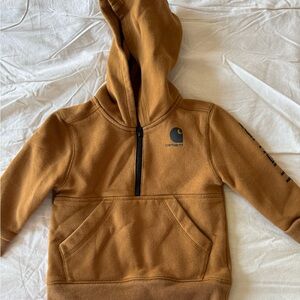 Carhartt Hoodie 18mo Kids Brown Pullover Sweatshirt Quarter Zip